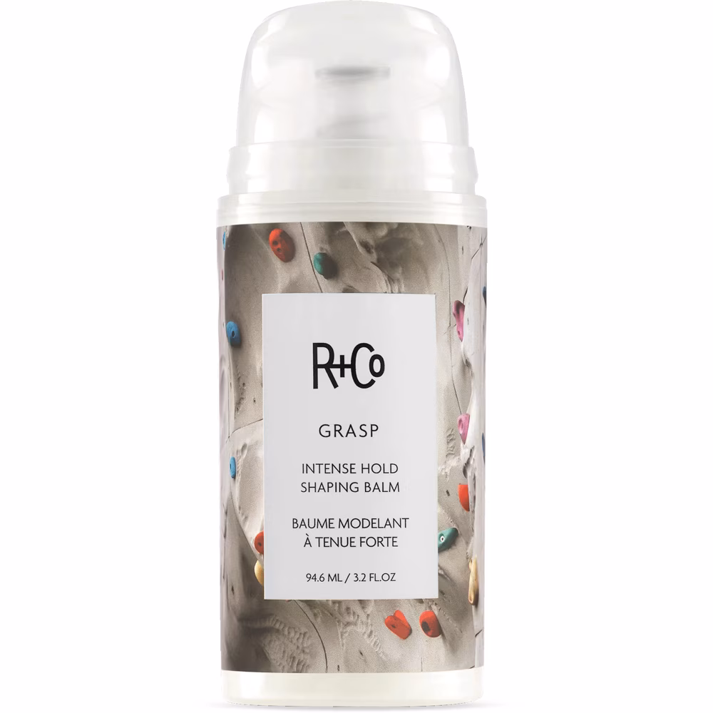 R+Co Grasp Intense Hold Shaping Balm recommended by Abbey Yung for optional shaping, separation and strong hold in Step 9.