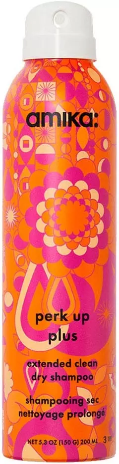 Amika Perk Up Plus Extended Clean Dry Shampoo recommended by Abbey Yung as an optional Vaihe 11 between-wash dry shampoo.