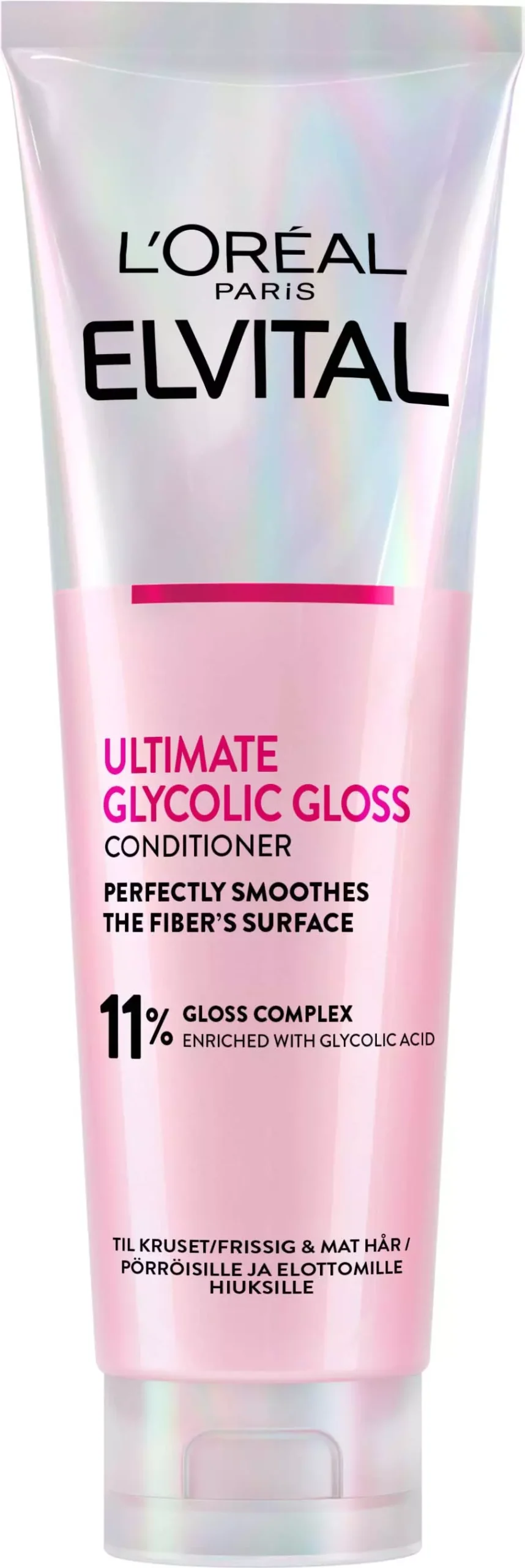 L'Oréal Paris Elvital Glycolic Gloss -hoitoaine kiillon lisäämiseen ja hiusten silottamiseen